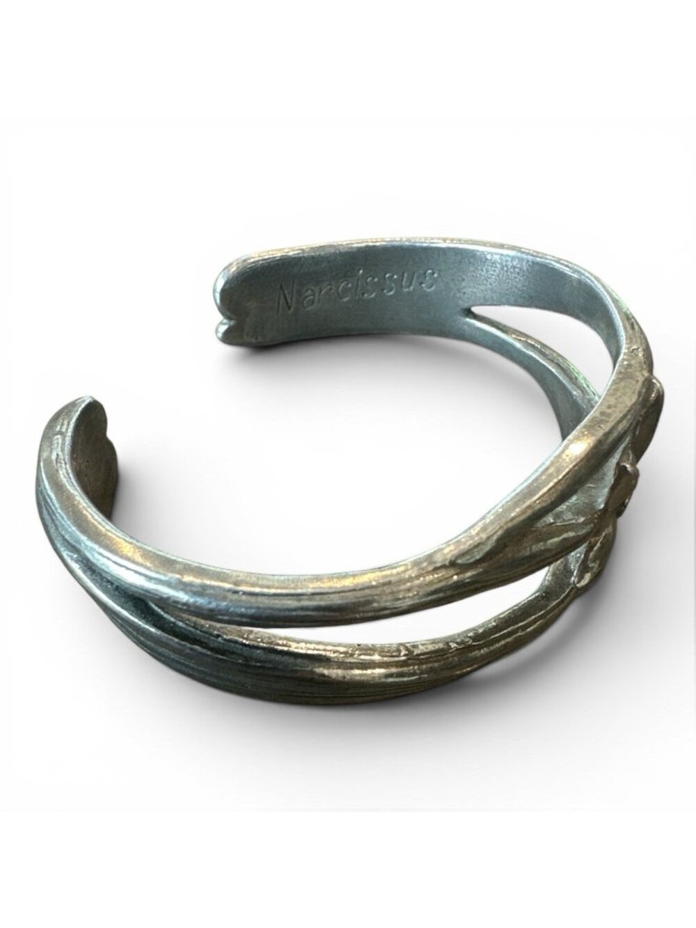 Salisbury Pewter Cuff December Narcissus Bracelet Wide 3D 7" - Picture 5 of 6